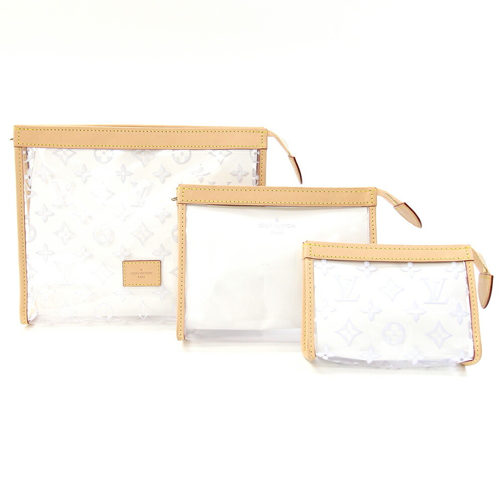 Louis Vuitton Trio Poche Toilette Pouch Tanned Leather Travel Logo